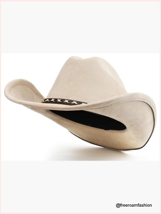 Unisex Wide Brim Felt Cowboy Hat with Adjustable Band main image 7